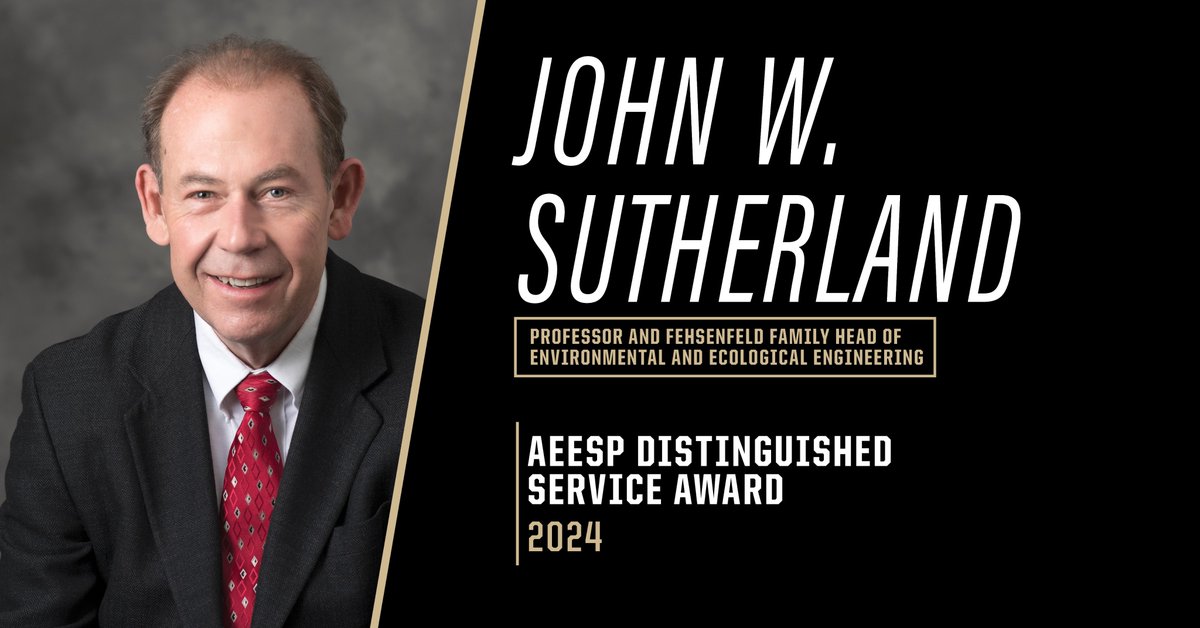 Congratulations to John W. Sutherland on receiving the 2024 <a href="/AEESProfs/">AEESP</a> Distinguished Service Award!

Dr. Sutherland received this award based on his excellent service as Chair of the Environmental Engineering Program Leaders Committee. #Purdue #boilerup 

bit.ly/JSutherland_AE…
