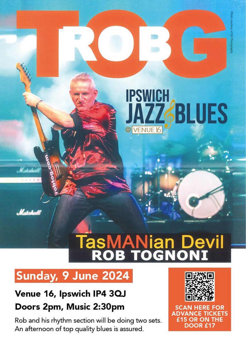 More quality jazz and blues coming to @venue16ipswich, courtesy of @ipsjazzandblues. This Sunday a Hoagy Carmichael fest from @ChrisJRIngham, @ThePaulHiggs, @GJDouble and @geoffgascoyne then in June it’s blues-rock guitarist extraordinaire @rob_tognoni. @Movinmusicblues