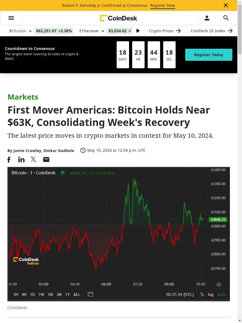BREAKING NEWS :  Bitcoin holding near $63K indicates consolidation, potential for further gains. cryptoeco.net/tw/6edb.html  #Bitcoin #BTC #cryptocurrency