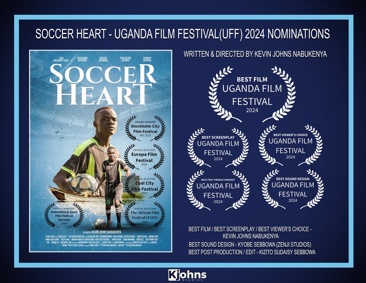 Congrats to us, these are for the entire cast and crew of #SoccerHeart, mwebale kola, #MyLoveFromAnotherLand has also been nominated for #BestScreenplay, congratulations to me and Familia Pablanu Thank you @UgandaFilm and UCC for this recognition. #UFF2024. #SoccerHeart #UFF2024