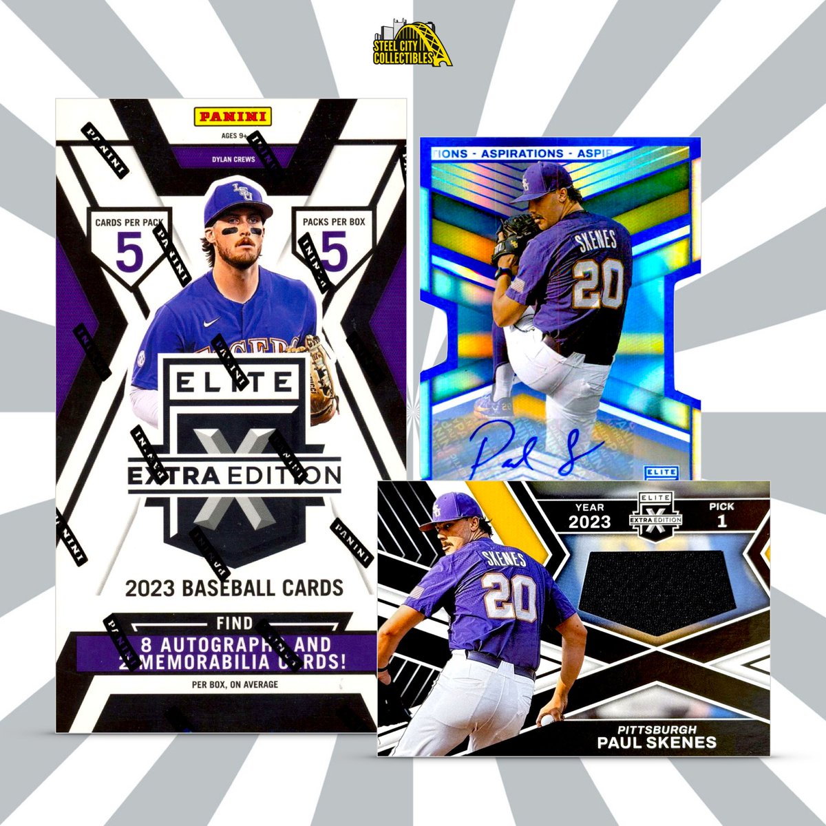⚾️ GIVEAWAY ⚾️

RETWEET, LIKE, &amp; FOLLOW <a href="/SCCTradingCards/">Steel City Collectibles</a> for your chance to win a 2023 Panini Elite Extra Edition Baseball Hobby Box!

Chase PAUL SKENES autographs and relics!

Want extra entries? Get one additional entry for each friend you tag!

#Baseball #TheHobby