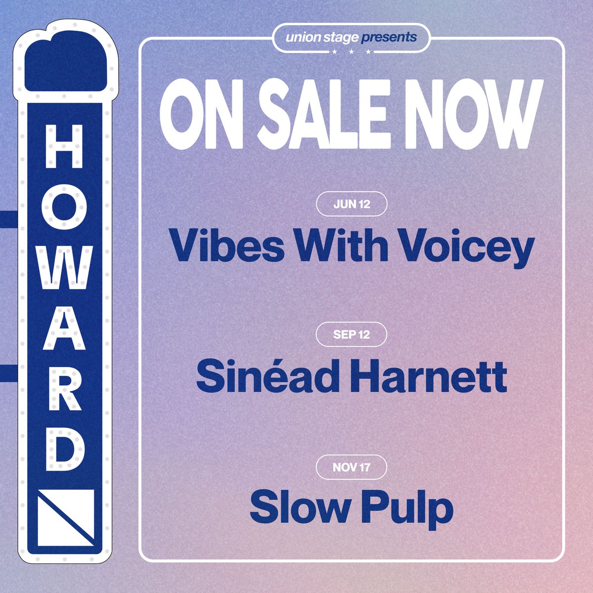 On Sale Now! Jun 12 — Vibes With Voicey Sep 12 — Sinéad Harnett Nov 17 — Slow Pulp Tickets available now at the link in bio!