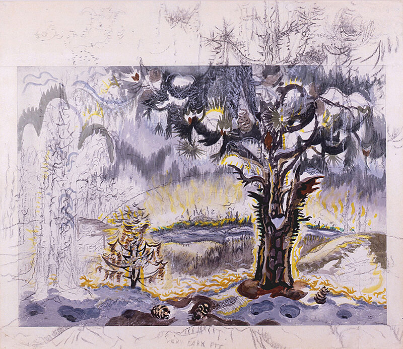 CHARLES BURCHFIELD (1893-1967), 'Dawn of Spring', c. 1960. Private collection. #CharlesBurchfield #Spring #Watercolor #AmericanArt #Gray #Artoftheday #art instagram.com/p/C6ynIt4gtcR/