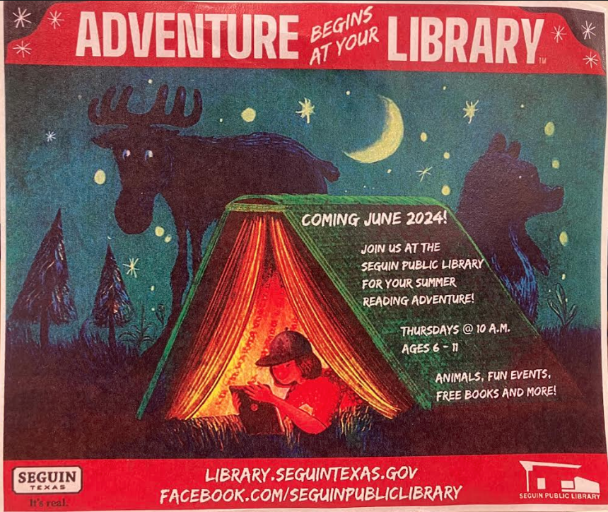 A great reading adventure is waiting for one and all at the Seguin Public Library <a href="/SeguinPublicLib/">SeguinPublicLibrary</a> this summer! 👏🙌Check out all the reading fun to be had in the "Adventure Begins at Your Library" summer program! 🩷📚 ! #SeguinReads #WeAreSeguin <a href="/SeguinISD/">Seguin ISD</a> <a href="/McQueeneyESISD/">McQueeney Elementary</a>