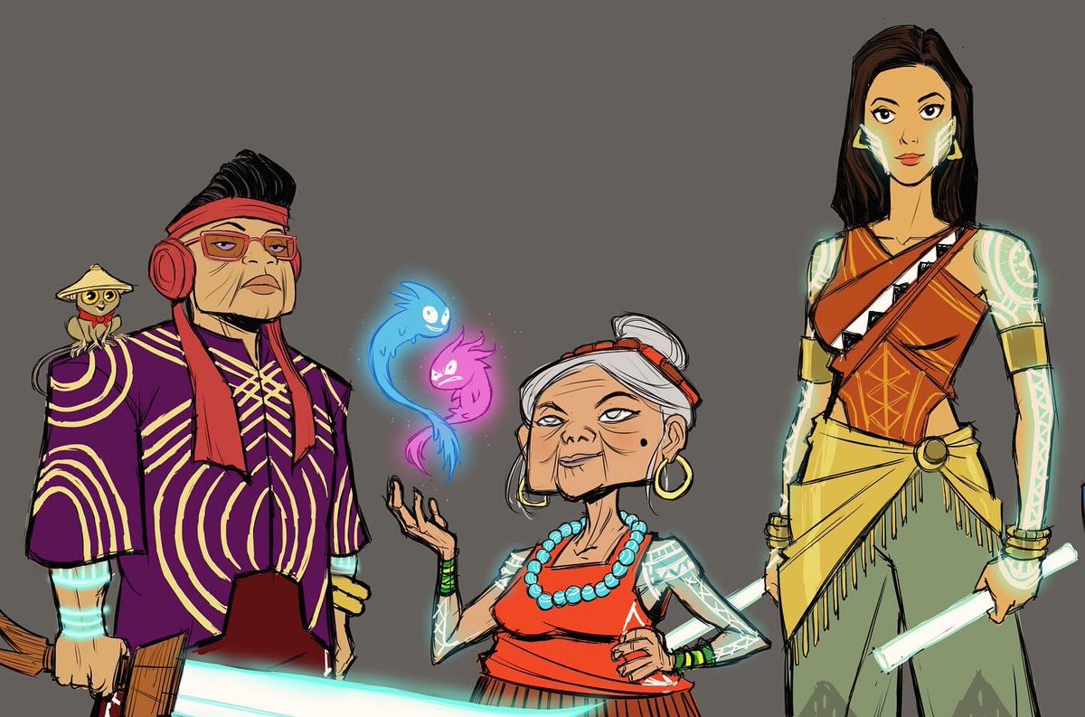 Happy #AANHPI Heritage Month! To celebrate I am sharing some artwork from my upcoming comic #NeighborhoodLegend which features lead characters and #folklore from my #Filipino 🇵🇭 #Heritage! This is the #VisualDevelopment #CharacterDesign #Lineup of the #Babaylan in my story.