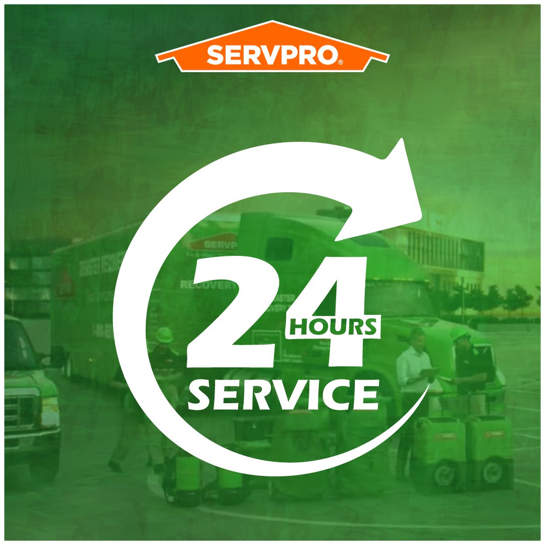 Unexpected disasters don't wait for a convenient time to strike. That's why SERVPRO offers 24/7 emergency services, so you can rest easy knowing that help is just a phone call away, day or night. #AlwaysOnCall #EmergencyResponse