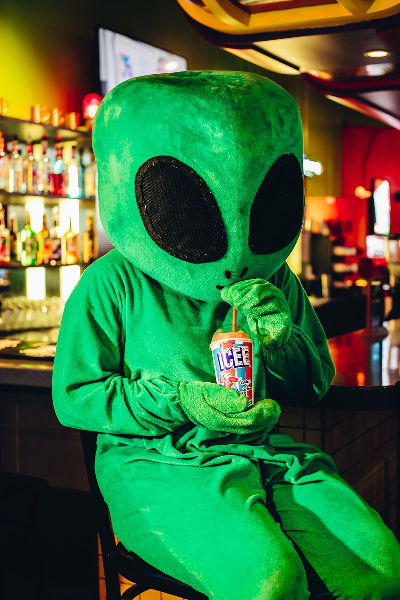 🥤 Our extraterrestrial friend here seems to be pondering the complex flavors of a cherry ICEE.
 
Is it just us, or does anyone else want to join in on this cosmic flavor journey? 👽 

#spacealiens #ICEE #ICEElover