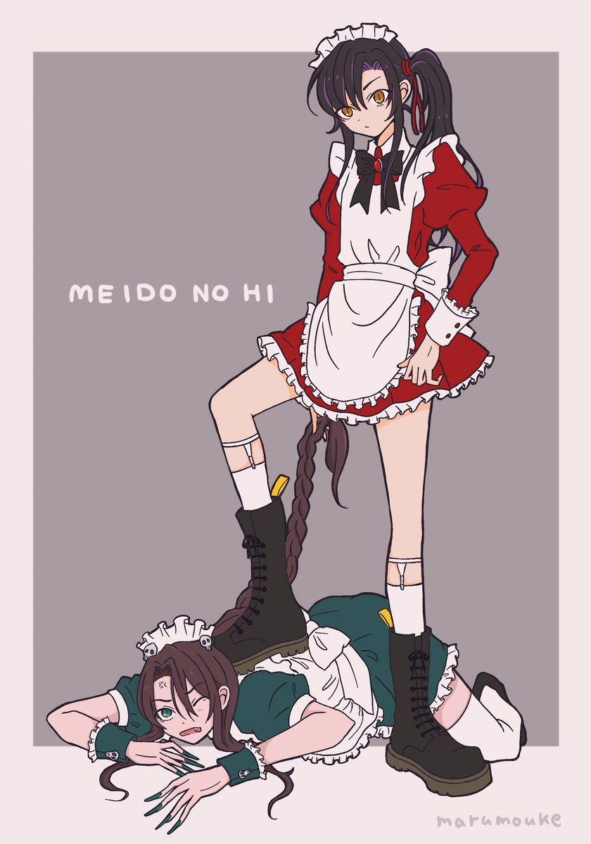 「メイドの日の戚容と三郎 ※女装  #天官賜福 #TGCF」|まるもうけのイラスト