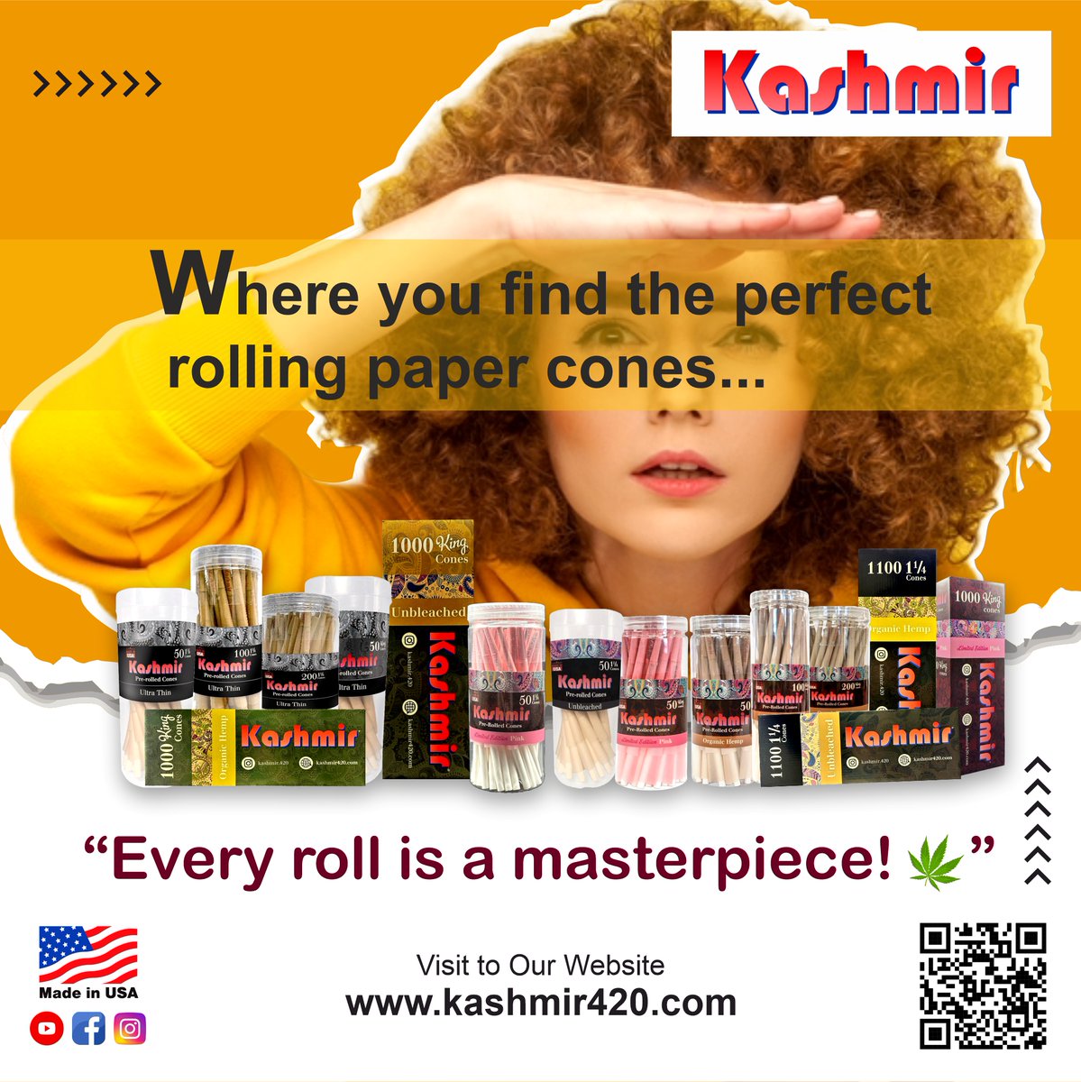 Find your perfect smoke with our rolling paper cones at KASHMIR420! Let the good vibes roll! #KASHMIR420 Ready to try them? shop now: zurl.co/oP8p #RollingPapers #Kashmir420 #Prerolled #shargio #cigaratte #tubes #madeinusa #cones #rollingpapercones