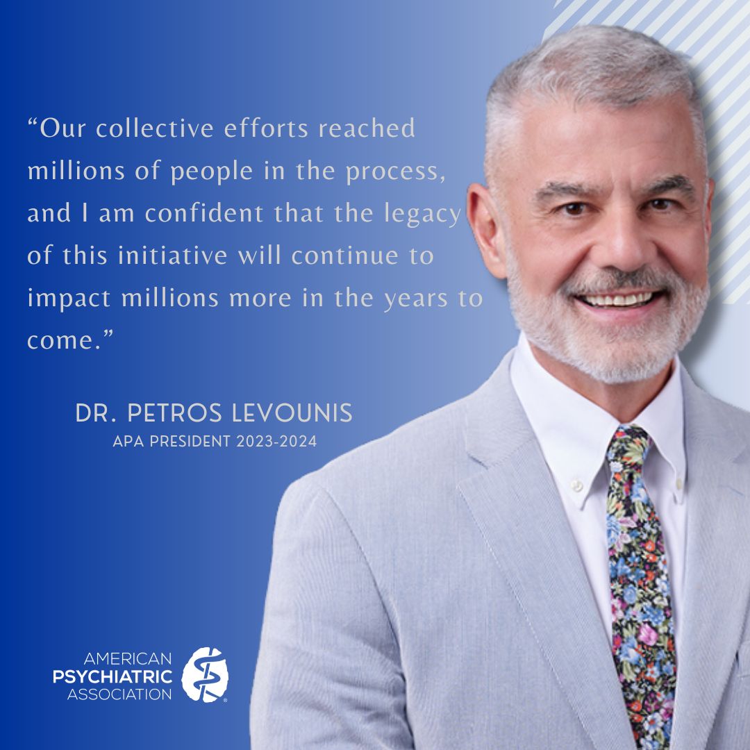 Thank you, Dr. Petros Levounis, for your transformative leadership and advocacy during your term as APA President. Your dedication to confronting addiction and advancing mental health has made a lasting impact.