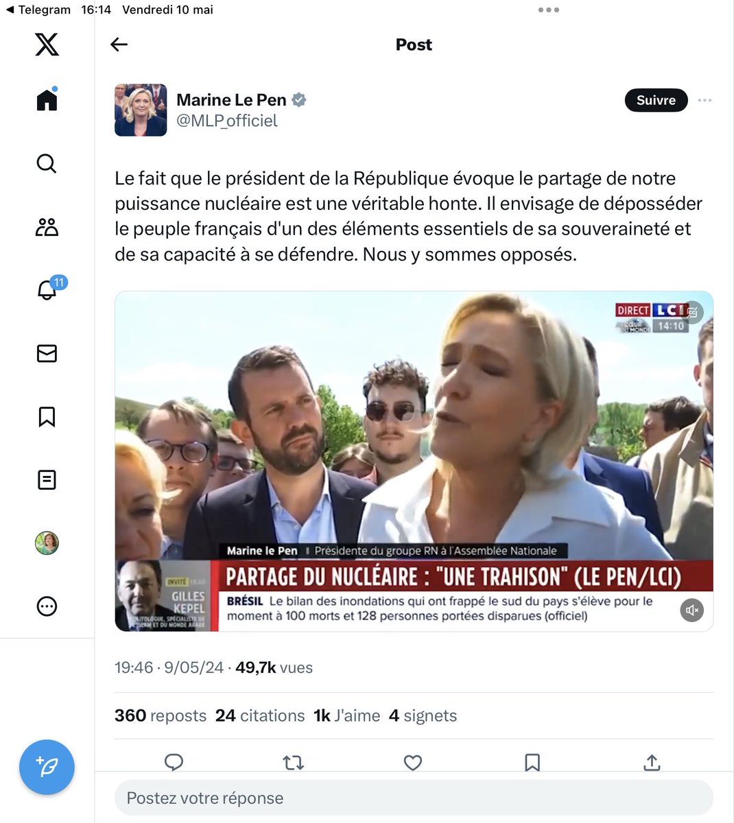 Une fois de plus, Marine Le Pen ment aux Français pour faire parler d’elle. C’est une habitude, une marque de fabrique, celle d’une candidate et d’un parti à qui il ne faut confier aucune responsabilité, même la plus infime.