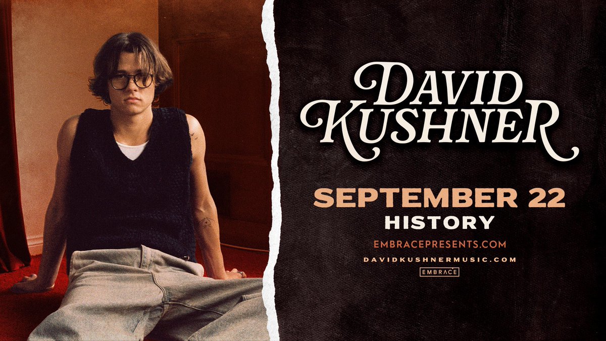 JUST ANNOUNCED: Breakthrough platinum-certified artist #DavidKushner is returning to Toronto on September 22nd at History! 
Presale: Wed May 15th | code: INMYBONES
RSVP: tinyurl.com/mxxe5cze