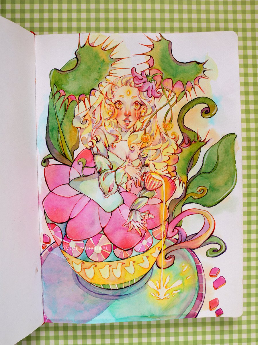 tearmizuart's tweet photo. Art collab with @smoluglies using a moodboard we made. Check out her art on insta, it's really cute and mesmerizing. #art #artwork #illustration #watercolor https://t.co/g6Cp0Yac88