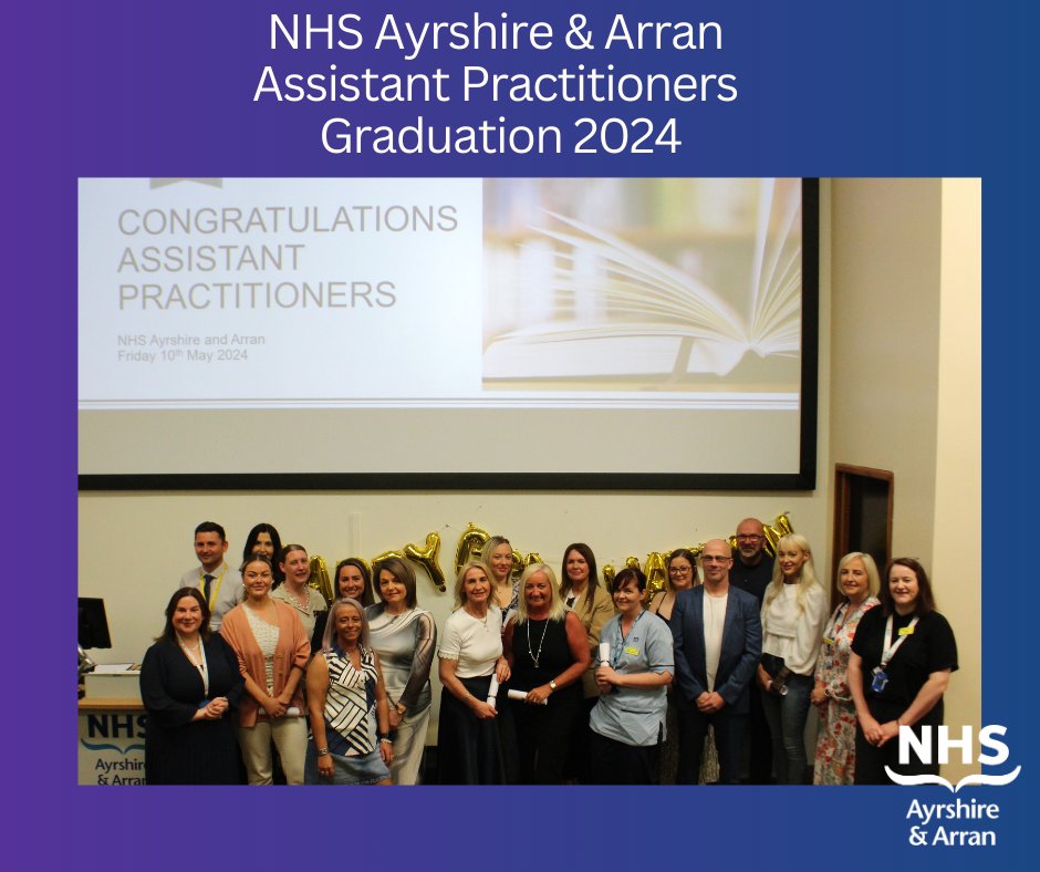 Congratulations to our 19 Health Care Support Workers who have completed their Professional Development Award in Acute and Community Care at SCQF Level 8, in collaboration with Ayrshire College. A graduation ceremony was held this morning to celebrate their achievements.