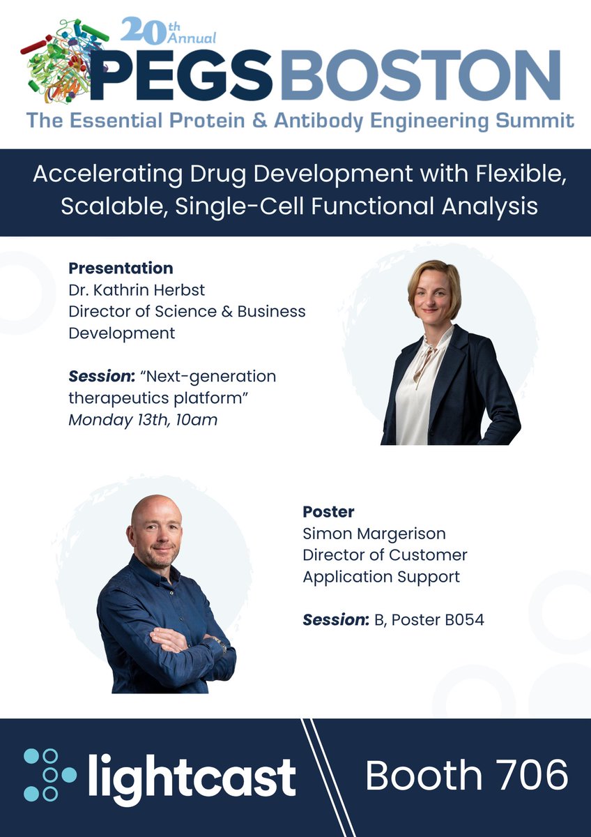 Will we see you at #PEGSummit in Boston? How to find us:
✅ Attend our presentation (Monday, 10am)
✅ Drop by our poster session (B054, Tues.-Weds.)
✅ Meet the team at Booth 706 

Find out how our platform can support your #singlecell research: go.lightcast.bio/44FDItw