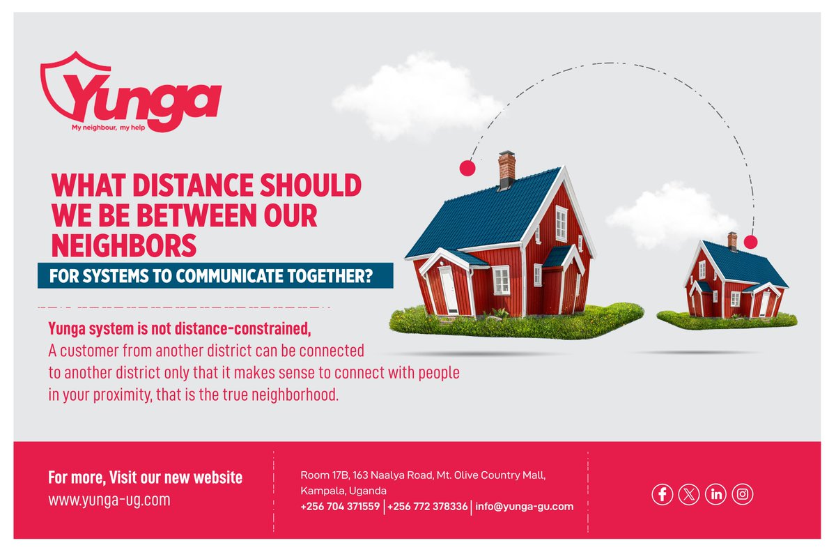 While you're answering the enumerators' questions, we're here to address yours: What distance should be between neighbors for systems to communicate together? Yunga system is not distance-constrained. Customers from different districts can be connected. yunga-ug.com