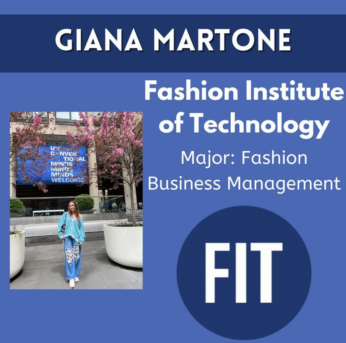 Congratulations Giana on your commitment to the Fashion Institute of Technology.