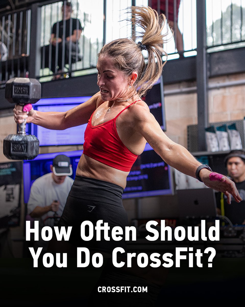 'How often should you work out?' It depends. Age, fitness level, and experience are important factors to consider. As a starting point, less is more and you can ramp up from there. Read more → crossfit.com/essentials/how…