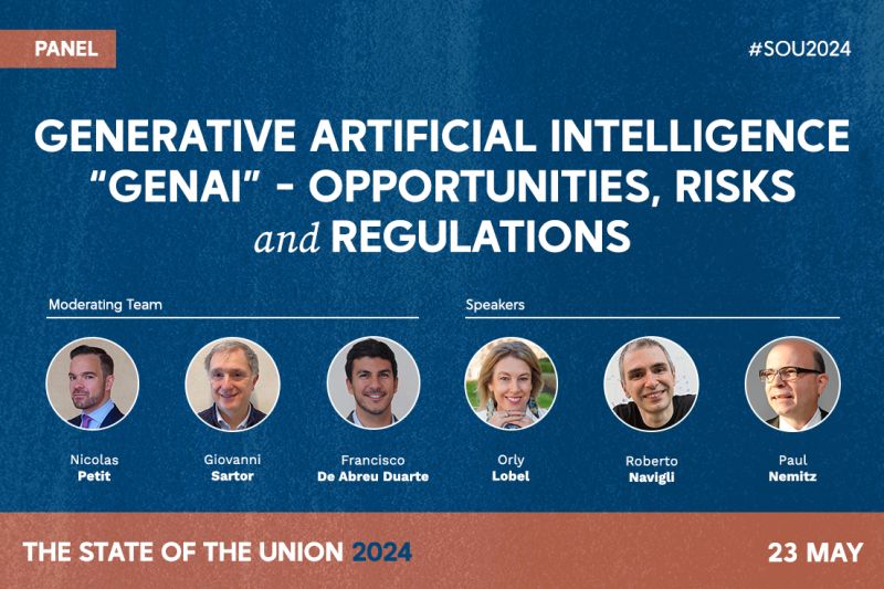 💻 What are the opportunities, risks, and regulations of #GenAI? #SOU2024 panel moderated by @CompetitionProf, @GiovanniSartor3 and @FAbreuDuarte93 @EUI_LAW, in discussion with: 🎙️ @OrlyLobel 🎙️ @RNavigli 🎙️ @PaulNemitz More on the panel 👉 loom.ly/IbHpe7Y