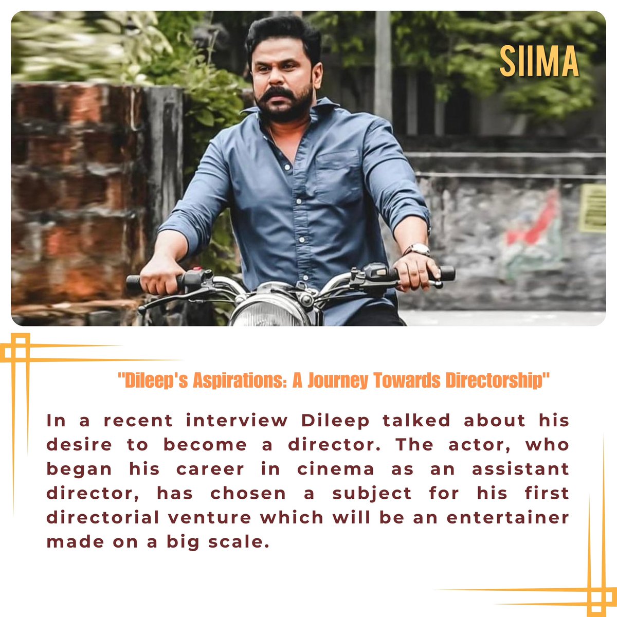 'Dreams Unfold: From Actor to Director. Dileep's journey towards realizing his directorial aspirations begins. 🎬✨ #Dileep #DirectorialDreams #SIIMA'