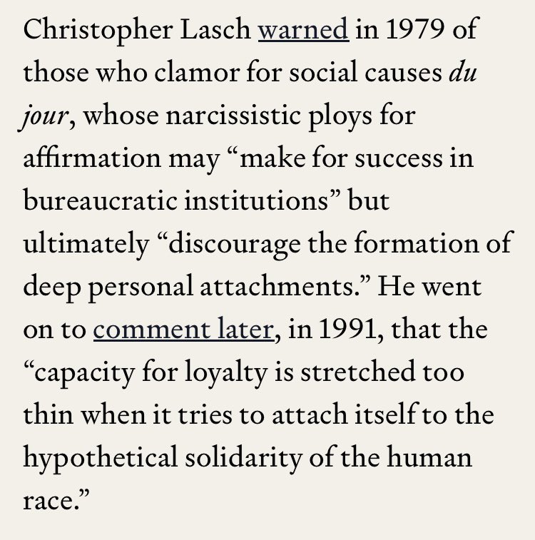 Lasch warned us about activists who are more concerned about proving that they are on the right side of history and condemning the bad guys than in finding real solutions to the injustices they claim to be fighting compactmag.com/article/in-new…