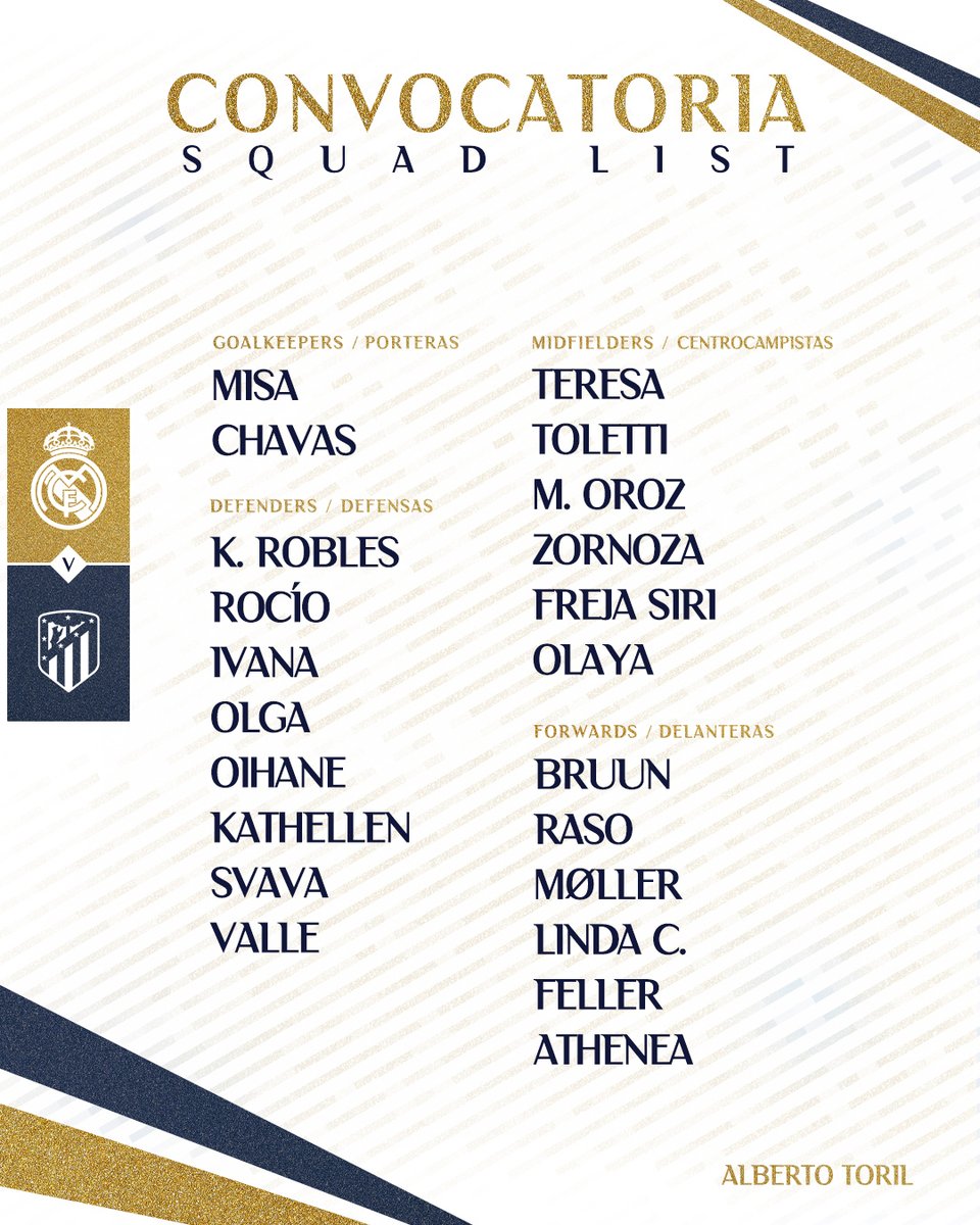 📋 ¡Nuestras convocadas! ✅ Our squad for the match! 🆚 @AtletiFemenino #LigaF