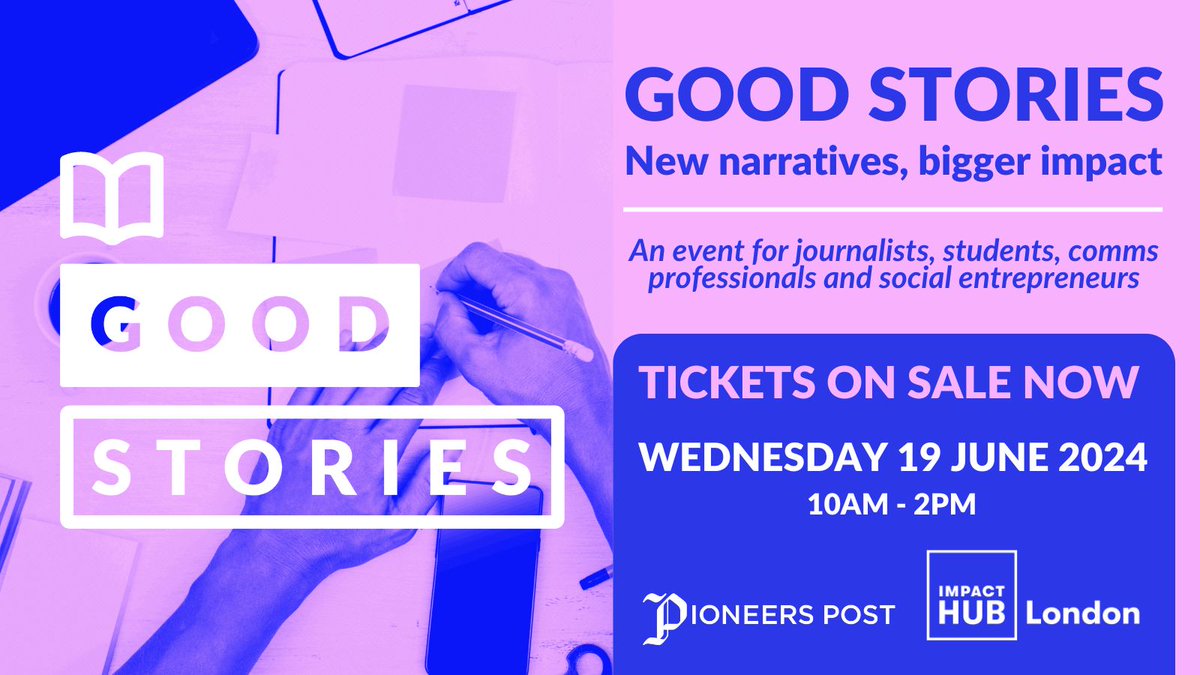 Are you a journalist, comms professional or social entrepreneur who wants to share powerful stories? Join us on 19 June at @Impacthublondon to find out how to craft stories that can change the world. eventbrite.co.uk/e/good-stories… #socent #solutionsjournalism