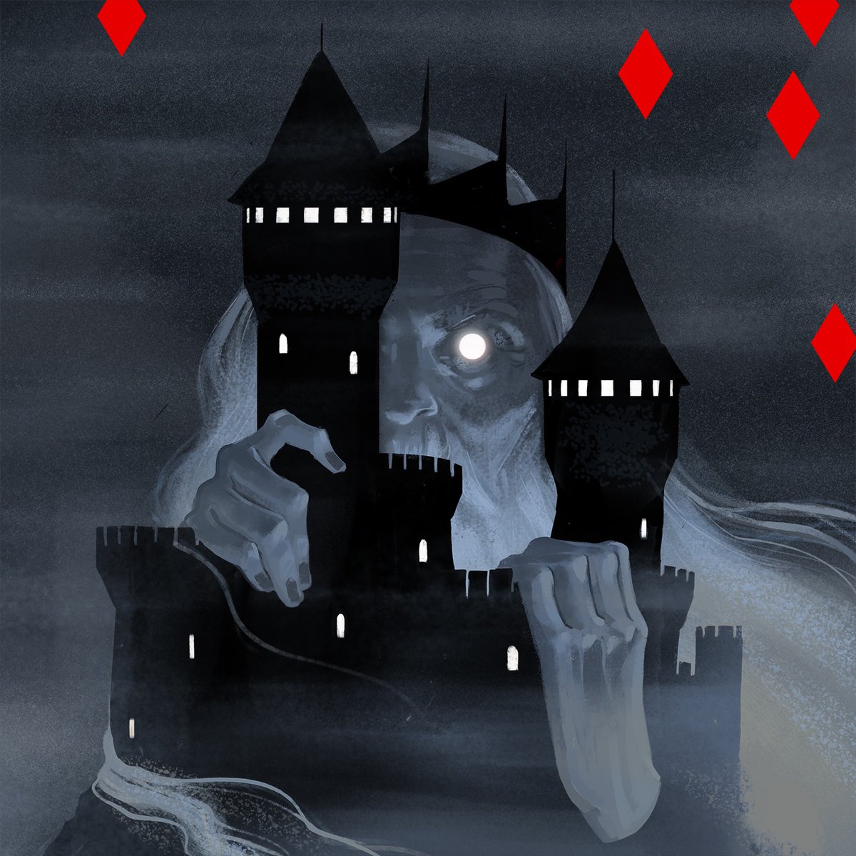 sleepcaptain's tweet image. THE GHOST 👻 from @RestorationGame ‘s Shakespeare set, shipping this week. This is from Hamlet’s deck! (Keep in mind my card design templates are old - they’ve been spiced up since 🌶️)