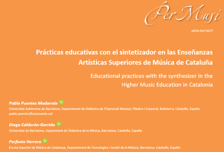 Por si a alguien le interesa, aquí tenéis el enlace a nuestro último artículo: "Prácticas educativas con el sintetizador en las EnseñanzasArtísticas Superiores de Música de Cataluña"  periodicos.ufmg.br/index.php/perm…
<a href="/ire_ub/">IREUB</a>
@EsbrinaRecerca