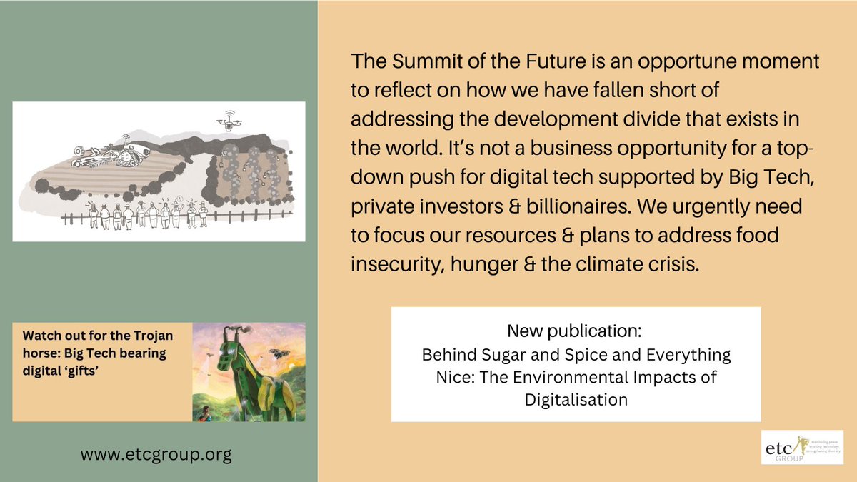 Nairobi #2024UNCSC - we call on global community to be aware of dark side of digitalization 👉Read our 2 New Reports: 📱Environmental impacts of digitalization bit.ly/BehindSugar 👩‍🌾Digitalization of agriculture bit.ly/TrojanHorses @UNEP @UN_Women @c4unwn #PactOfTheFuture