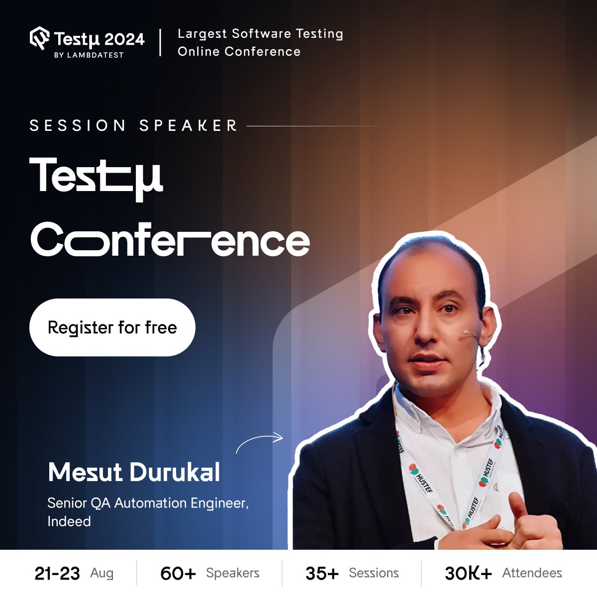 Meet @DurukalMesut, Senior QA Automation Engineer, @indeed, as a speaker at #TestMuConf 2024 🔗 bit.ly/testmuconf_2024 With over 15 years of experience in test automation and CI/CD integration, Mesut has contributed to multiple big projects. His profound knowledge and…