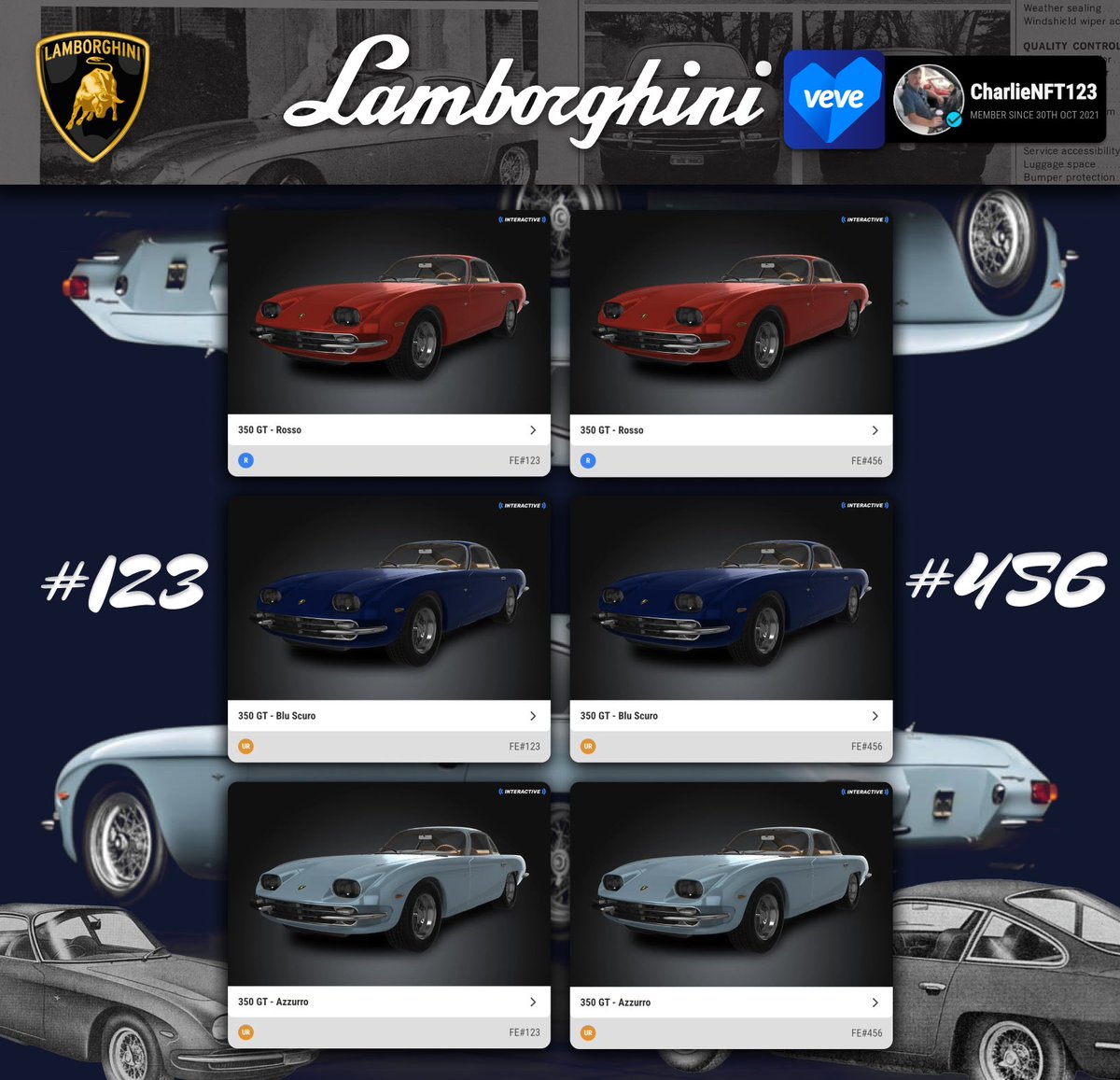 Automobili Lamborghini | Lamborghini 350 GT🏁 Sequential mints 1️⃣2️⃣3️⃣ 4️⃣5️⃣6️⃣ #DigitalCollectibles @veve_official @Lamborghini #Lamborghini #CollectorsAtHeart 💙 #veve #vevefam