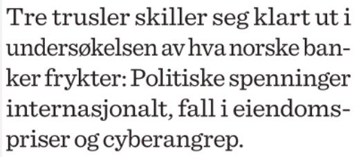 Sier endel om dagens finanssystem at fallende eiendomspriser, som bør være en god ting, er en like stor trussel for bankene som krig og hacking. via @Finansavisen