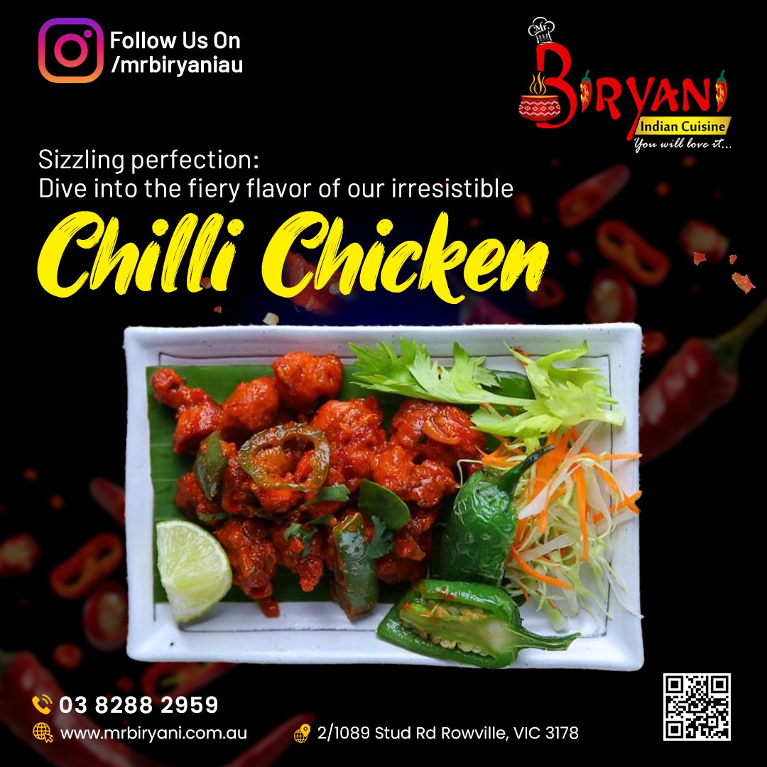 🌶️ Our Chilli Chicken will tantalize your taste buds like never before. 🌶️

Don't forget to follow us on Instagram for more tasty deals!
#ChilliChicken #MrBiryani #HyderabadBiryani #indianrestaurant