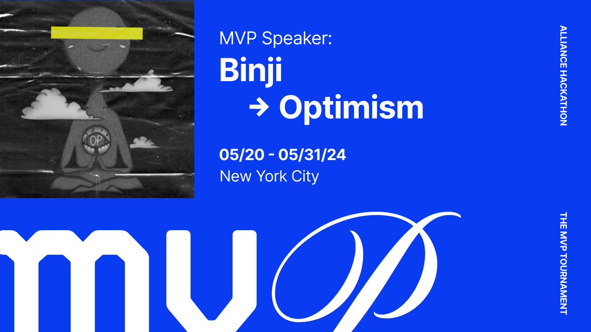 The application deadline for @MVPHackathon is 5 days away. If you’re building novel crypto products on @Optimism, apply to bring your idea to MVP and learn from MVP Hackathon speaker, @binji_x. Apply now at mvp.alliance.xyz