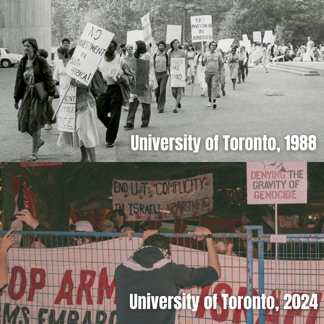 day 9 of the People’s Circle for Palestine!! @uoft admin has still not discussed our demands with us. it took them until 1988 to divest from South African apartheid, a shameful stain on their record. how much longer will you remain invested in zionist apartheid, meric?