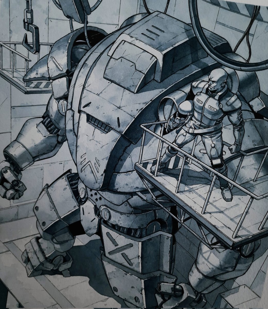 Working on a cover for Mavrics comicbook @TheGlobalFreq - #comics #mecha #robot #cover #illustration #mech #mavrics #comicbook #watercolor #graphicnovel