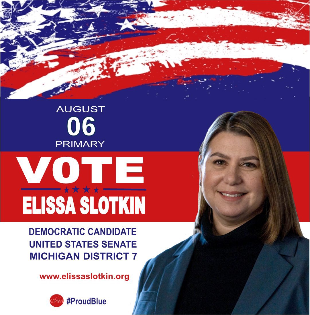 #ProudBlue #ResistanceUnited #Allied4Dems @ElissaSlotkin MI, Elissa Slotkin is running for Senate, she has been in the US House working for you since 2019 in the 7th district. As your Senator she will have women’s rights and minorities in mind. Advancing Equality: -…