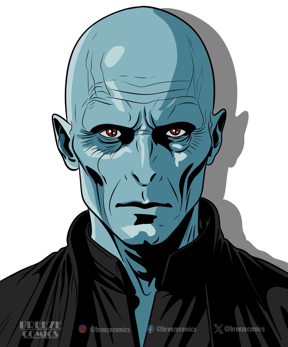 “pale skin, a chalk-white, skull-like face, snake-like slits for nostrils, red eyes and cat-like slits for pupils, a skeletally thin body” #voldemort #harrypotter