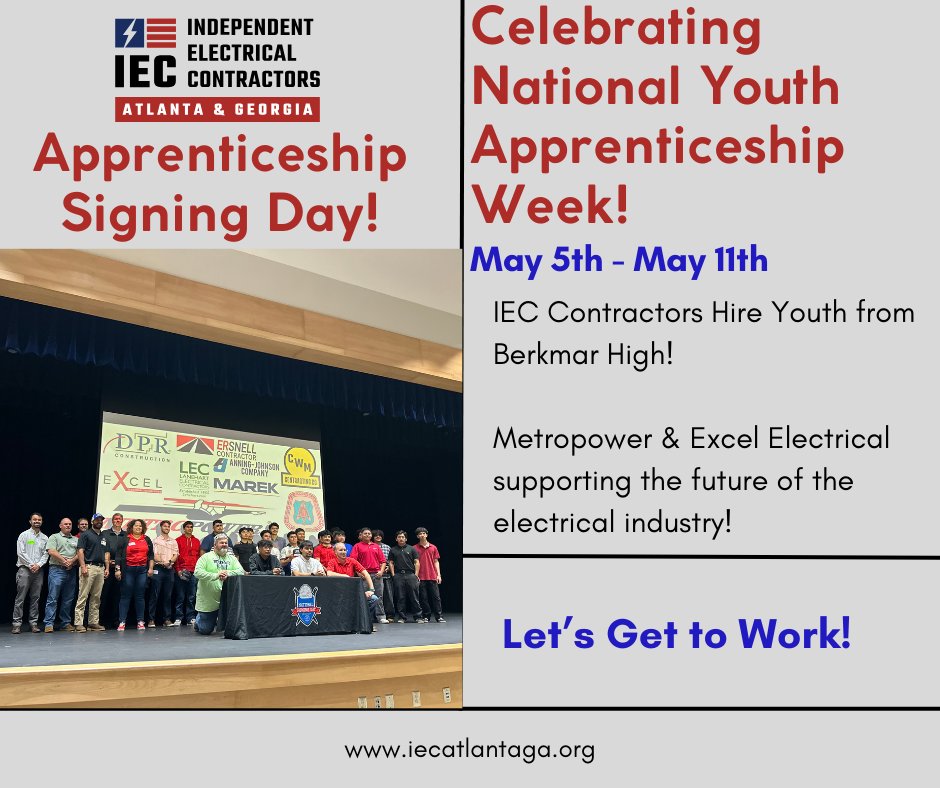 Young Workers with a Bright Future! iecatlantaga.org/blog/iec-contr… #iecatlga #electrician #electricianlife #nationalyouthapprenticeshipweek