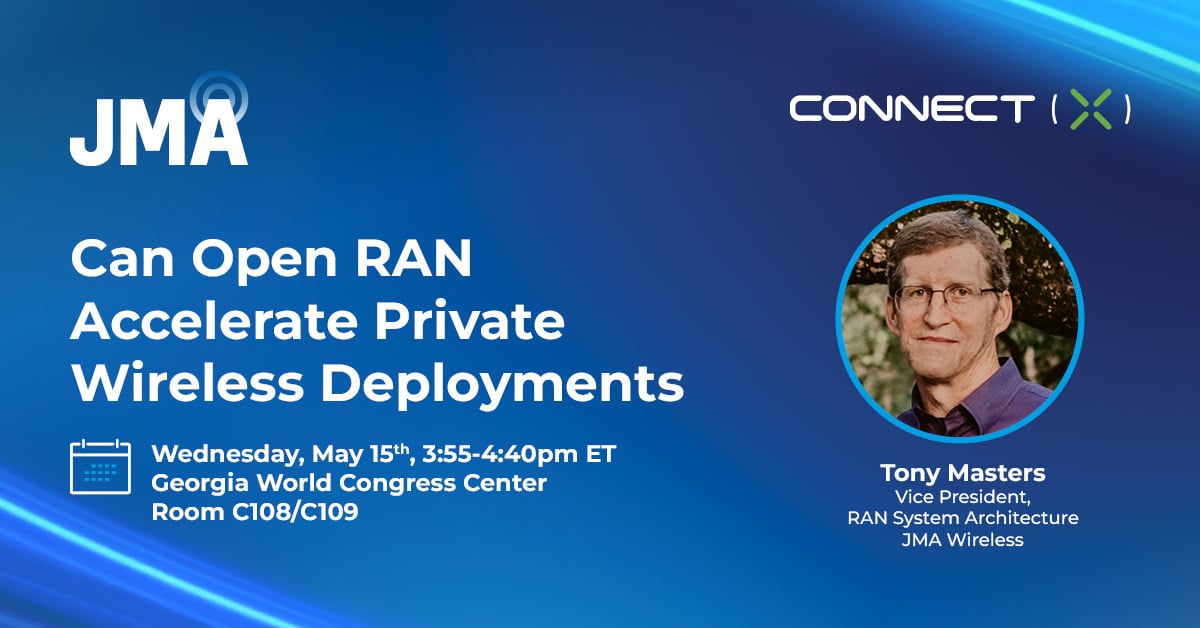 JMAwireless's tweet photo. Announcing our second speaker session for Connect (X)...

Can Open RAN Accelerate Private Wireless Deployments
Wednesday, May 15th, 3:55-4:40 PM
Room C108/C109

More about Connect (X):
https://t.co/PRYDW0cb6t

#jmawireless #differentbydesign #WIA #networks #innovation #connectx https://t.co/P7jGB8aCQV