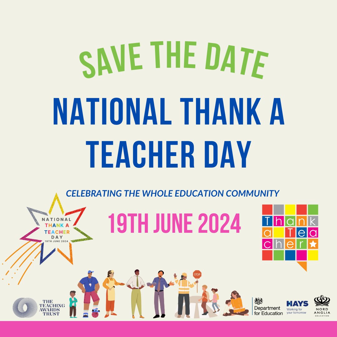 At the end of the first week of GCSEs, we are looking forward to the well-deserved National #ThankATeacherDay 

Thank you every day to the staff in early years, schools and colleges. 👏🏫

Let's see how many educators we can thank!  
@TeachingAwards @UKThankATeacher