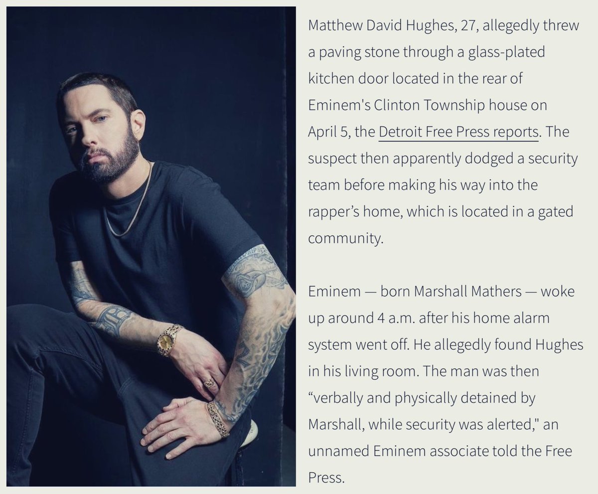 EmeLatina's tweet photo. That was one scary story to read! The highlight was that #Eminem himself restrained the suspect who broke in! 

🔗 https://t.co/2v3nfEmZau https://t.co/dNgau7ejSM