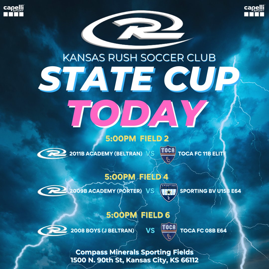 KS_RushSoccer's tweet photo. Our teams got it started last night, and we have three more opening their State Cup schedule tonight! Come out and support our boys at 5 pm tonight at Compass Minerals Sporting Fields! #oneteamoneclubonefamily https://t.co/XpxmsbOS5n