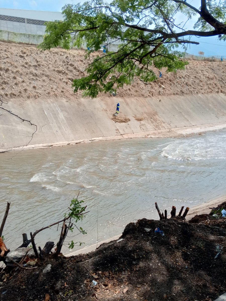 manuades's tweet photo. No bastando el sedimento que por la contaminación tiene el Río Guaire, ahora están "limpiando" las laderas y arrojando estos sólidos adicionales al cause del río. https://t.co/TsscDl4o0v