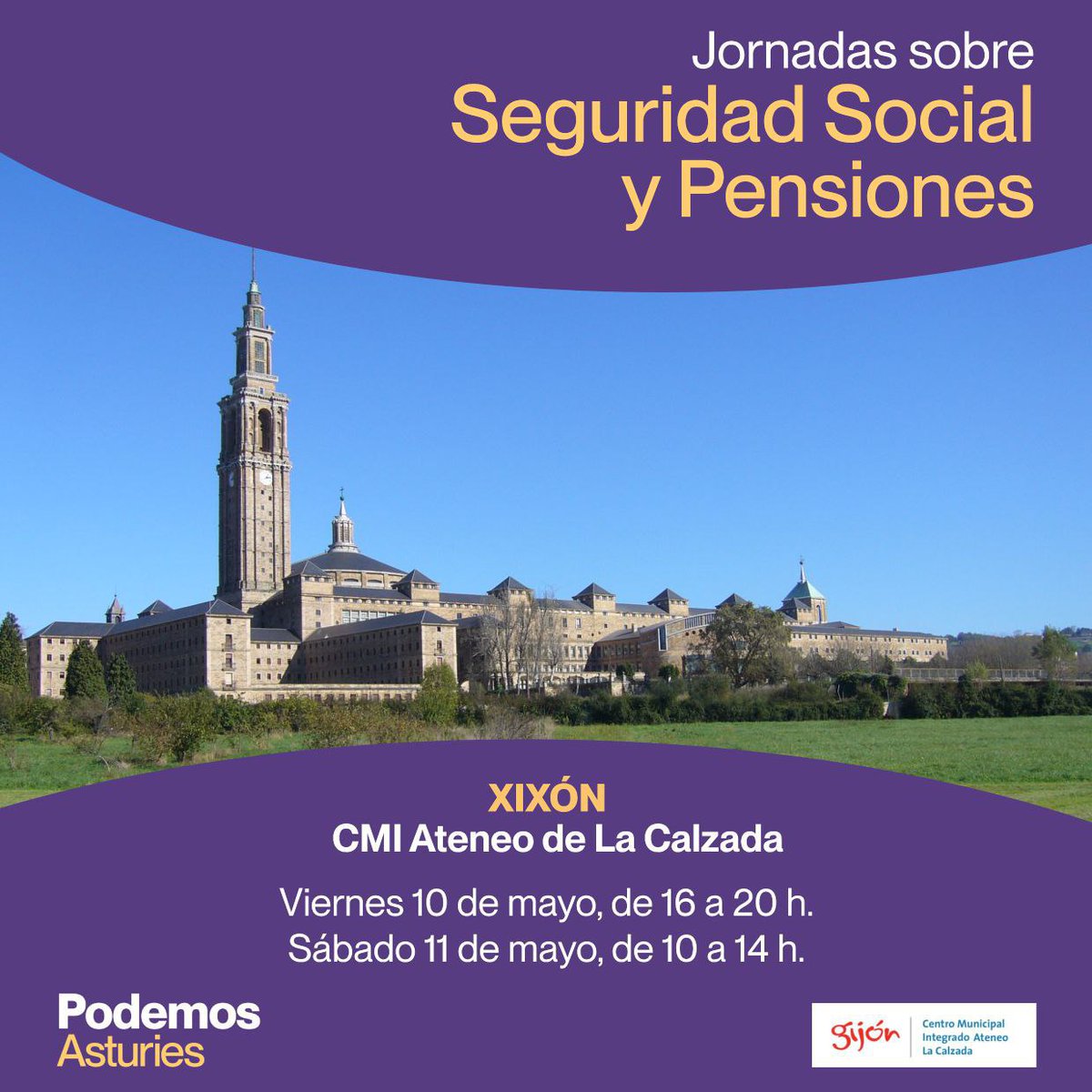 Iniciamos las Jornadas Sobre Seguridad Social y Pensiones organizada por @PodemosAsturies que se van a desarrollar esta tarde y mañana sábado, en el Ateneo  de La Calzada, en #Xixón.