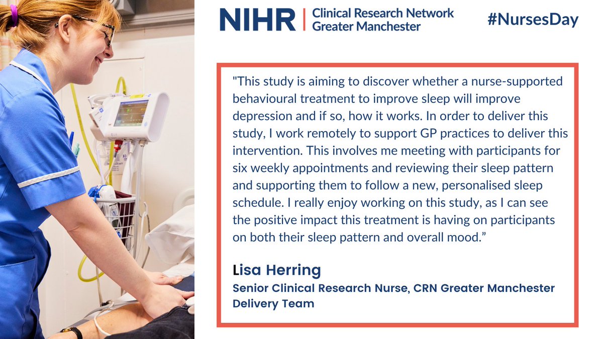 Lisa Herring @LisaHer49046482 is a Senior Clinical Research Nurse in our Delivery Team. On #IND2024, Lisa explains what her varied role involves at the moment. She is currently working on a study called RESTED (Randomised Evaluation of Sleep Treatment to Ease Depression).