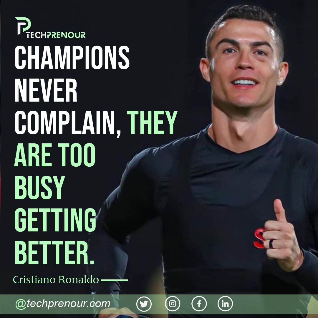 Complaining holds you back; champions keep going. Instead of worrying about problems, they work on getting better. Let their strong commitment encourage you to overcome challenges and aim for big things. #techprenour #quoteoftheday #championmindset #nocomplaining #keepimproving