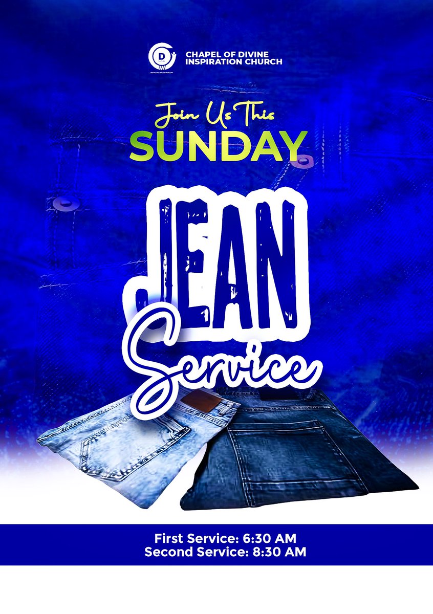 CdiChurch's tweet image. Join us this Sunday for a special Friendship and Jean service! Come dressed in your favorite jeans and bring your friends and colleagues. 
The excitement is building, so don’t miss either of our services at 6:30am or 8:30am. 
See you there!

#friendshipservice 
#jeansunday