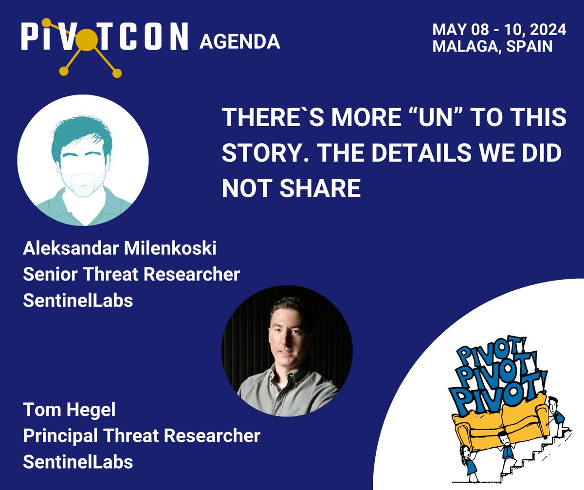 🎙@milenkowski and @TomHegel reveal previously undisclosed details about several North Korean APT activities

#PIVOTcon24 #CTI #ThreatIntel